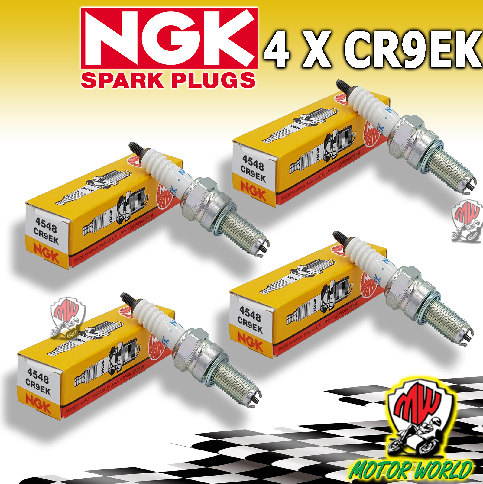 Set 4 Candele NGK CR9EK Per Kawasaki, Suzuki, Yamaha, Triumph - Motociclette E Scooter